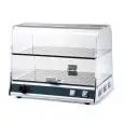 VETRINA ESPOSITIVA CALDA - MOD. VISTA P2C HOT - POTENZA W 450 - ALIMENTAZIONE V 230/50Hz MONOFASE - TEMPERATURA °C 0/+70 - RIPIANI ESPOSITIVI DA cm L 48 X P 29 + L 48 X P 26,5 - DIM. Cm L 50 X P 35,5 X h 40,5 - NORMA CE