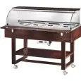 CARRELLO CALDO BAGNOMARIA - MOD. ELC2834 - Struttura in legno multistrato di betulla - Temperatura +30°/+90°C - Cupola in plexiglass - Capacità n° 4 GN 1/1 h15 cm - Alimentazione 230V/1/50Hz - Dim. cm L 148 x P 90 x h 126