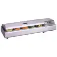 ESPOSITORE DA BANCO VETRINA REFRIGERATA - SERIE GASTROSERVICECOLD - STRUTTURA IN ACCIAIO INOX - CONTIENE BACINELLE GN (TUTTI I FORMATI GN H MAx. 10 cm) - Temp. °C +2/+10 - MONOFASE - STATICA - COPERCHIO CURVO APRIBILE IN ACCIAIO INOX