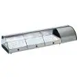ESPOSITORE DA BANCO VETRINA REFRIGERATA - SERIE SUSHIPISS - STRUTTURA IN ACCIAIO INOX - Temp. °C +1/+5 - MONOFASE - STATICA - VETRO CURVO APRIBILE DI SERIE LATO CLIENTE - ILLUMINAZIONE - MOTORE INCORPORATO