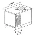 BANCO POZZETTO PER GELATO CON RISERVA - SEMILAVORATO DA PANNELLARE - MOD. BPGELG100 - A GLICOLE - ALIMENTAZIONE V 230/50Hz MONOFASE - N. 4 POZZETTI - CON UNITA' CONDENSATRICE INCORPORATA - DIM. Cm L 100 x P 68,8 x h 95,1
