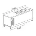 BANCO POZZETTO PER GELATO CON RISERVA - SEMILAVORATO DA PANNELLARE - MOD. BPGELG200 - A GLICOLE - ALIMENTAZIONE V 230/50Hz MONOFASE - N. 10 POZZETTI - CON UNITA' CONDENSATRICE INCORPORATA - DIM. Cm L 200 x P 68,8 x h 95,1