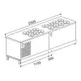 BANCO POZZETTO PER GRANITE CON RISERVA - SEMILAVORATO DA PANNELLARE - MOD. BPGRAS250 - STATICO - ALIMENTAZIONE V 230/50Hz MONOFASE - N. 6 + 8 POZZETTI - CON UNITA' CONDENSATRICE INCORPORATA - DIM. Cm L 250 x P 68,8 x h 95,1