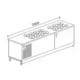 BANCO POZZETTO PER GELATO CON RISERVA - SEMILAVORATO DA PANNELLARE - MOD. BPGELG250 - A GLICOLE - ALIMENTAZIONE V 230/50Hz MONOFASE - N. 8 + 6 POZZETTI - CON UNITA' CONDENSATRICE INCORPORATA - DIM. Cm L 250 x P 68,8 x h 95,1