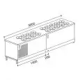 BANCO POZZETTO PER GELATO CON RISERVA - SEMILAVORATO DA PANNELLARE - MOD. BPGELG300/126 - A GLICOLE - ALIMENTAZIONE V 230/50Hz MONOFASE - N. 12 + 6 POZZETTI - CON UNITA' CONDENSATRICE INCORPORATA - DIM. Cm L 300 x P 68,8 x h 95,1