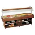 ISOLA BUFFET ESPOSITIVA REFRIGERATA - MOD. ISLAND8 - STRUTTURA IN LEGNO - Temp. °C +4/+10 - POTENZA W 490 - ALIMENTAZIONE MONOFASE V 230/1/50 Hz - REFRIGERAZIONE STATICA - GAS REFRIGERANTE R290 - SBRINAMENTO AUTOMATICO - DIM Cm L 272,3 x P 75 x h 152,8 - 
