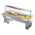 ISOLA BUFFET ESPOSITIVA RISCALDATA BAGNOMARIA - MOD. ISLANDBMINOX - VASCA E STRUTTURA ESTERNA IN ACCIAIO INOX AISI 304 - Temp. °C +30/+90
