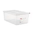Contenitore Con Coperchio 1/1  in Polipropilene - ARAVEN Linea POLIPROPILENE - Codice 03037 - Capacità 21 lt  - Dimensioni cm 53x32.5 - Altezza cm 15 - Imballo confezione da n. 1 Unità
