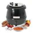 TRADIZIONALE ZUPPIERA ELETTRICA IN ACCIAIO INOX CON COPERCHIO - REGOLAZIONE TEMPERATURA °C +50/+95 - CAPACITA' Lt. 10 - POTENZA W 450 - DIMENSIONI ø mm. L 390 x 380 h