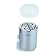 DOSASPEZIE CON FORI mm. 4 IN ACCIAIO INOX CON COPERCHIO IN PLASTICA - DIMENSIONI ø cm. 7x9,6h
