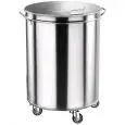PORTARIFIUTI CARRELLATO IN ACCIAIO INOX - MOD. AV4669 - Struttura a forma cilindrica in acciaio inox - Coperchio stampato - Ruote piroettanti - Capacità Lt. 100 - Dim. Ø cm 46 x H 70
