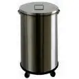 PORTARIFIUTI CARRELLATO IN ACCIAIO INOX - MOD. AV4671 - Struttura a forma cilindrica in acciaio inox - Con coperchio - Ruote - Secchio interno - Capacità Lt. 63 -  Dim. Ø cm 39 x H 60