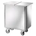 TRAMOGGIA IN ACCIAIO INOX SATINATO - MOD. AV4666 - Con ruote senza freno - Coperchio asportabile - Capacità Lt. 115 -  Dim. cm L 61 x P 40 x h 73