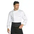 GIACCA CUOCO WIMBLEDON - MOD. 059811 - 100% COTONE - DIETRO IN RETE MICROFOR PER MIGLIORARE LA TRASPIRAZIONE - COLORE BIANCO CON BORDI NERI