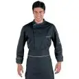 GIACCA CUOCO BILBAO - MOD. 059311 - 65% POLIESTERE / 35% COTONE - BOTTONI A PRESSIONE - RETE D'AREAZIONE ASCELLARE - COLORE NERO CON BORDI BIANCHI