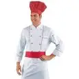 GIACCA CUOCO RED CHEF - MOD. 059300 - 100% COTONE - BOTTONI ROTONDI ROSSI - TASCA SUL PETTO E SUL BRACCIO - COLORE BIANCO CON STRISCIA ROSSA