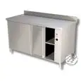 Tavolo caldo armadiato inox con ante scorrevoli - con alzatina - piano top spessore cm 4 - Potenza W 2000 - Alimentazione monofase 230v/1/50Hz