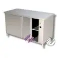 Tavolo caldo armadiato inox con ante scorrevoli su due lati - piano top spessore cm 4 - Potenza W 2000 - Alimentazione monofase 230v/1/50Hz
