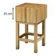 CEPPO CON SGABELLO IN LEGNO DI ACACIA - MOD. CCL35 - Trattato con vernice atossica e collanti ecologici - Batticarne ecologico e riciclabile - Spessore cm 35