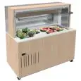 ESPOSITORE BUFFET A MURO CON VASCA REFRIGERATA - MOD. VENEZIA MURO RF - STRUTTURA IN LEGNO - TOP IN AGGLOMERATO DI QUARZO AD ALTA PUREZZA - VASCA IN ACCIAIO INOX AISI 304 - VETRI IN CRISTALLO TEMPERATO - REFRIGERAZIONE STATICA - TEMPERATURA °C +2/+7 - GAS