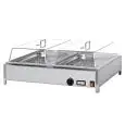 VETRINETTA TERMOVENTILATA -  Mod. GN 2/1 - Capacità bacinelle GN2/1 - Potenza 0,88 Kw - Voltaggio 230 V - Dimensioni: cm L 60 x P 73 x 30 h - Norma CE