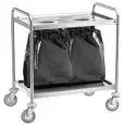 CARRELLO DI SERVIZIO DUE PIANI - MOD. CA1391S2 - Struttura tubolare ø 25 mm in acciaio inox con foro per sacco porta rifiuti - Piani in acciaio inox - Ruote multidirezionali - Dim. cm L 110 x P 60 x h 94