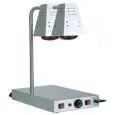 PIANO CALDO CON LAMPADA A RAGGI INFRAROSSI - MOD. PCI4718D - Struttura in acciaio inox - N. 2 lampade a raggi infrarossi - Termostato regolabile +30°/+90° C - Potenza W 250+250+250 - Alimentazione 230V/1/50-60Hz - Dim. cm L 58 x P 33 x h 68