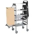 CARRELLO PORTABIANCHERIA E PULIZIA - MOD. CA1525 - Struttura e piani in acciaio inox - N. 2 portasacchi di cui 1 sacco in tessuto ignífugo - N. 2 braccia pieghevoli - Dim. cm L 82/152 x P 50 x h 158