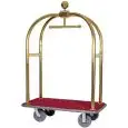 CARRELLO PORTAVALIGIE CON APPENDIABITI - MOD. PV2001 - Base in legno ricoperta con moquette - Supporto asta in tubolare di acciaio ottonato - Bordo paracolpi - Dim. cm L 124 x P 64 x h 190