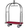 CARRELLO PORTAVALIGIE CON APPENDIABITI - MOD. PV2001I - Base in legno ricoperta con moquette - Supporto asta in tubolare di acciaio inox - Bordo paracolpi - Dim. cm L 124 x P 64 x h 190