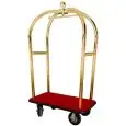 CARRELLO PORTAVALIGIE CON APPENDIABITI - MOD. PV2021 - Base in legno ricoperta con moquette - Supporto asta in tubolare di acciaio ottonato - Bordo paracolpi - Dim. cm L 110 x P 62 x h 198