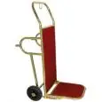 CARRELLO PORTAVALIGIE - MOD. PV20 - Struttura in acciaio ottonato - N. 2 ruote con piedi di appoggio - Base pieghevole  - Pianali in legno ricoperti di moquette