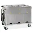 CARRELLO CALDO BAGNOMARIA ARMADIATO - MOD. 736A0 - STRUTTURA IN LAMIERA DI ACCIAIO INOX AISI 304 - ADATTA A CONTENERE BACINELLE GN FINO A H 20 CM. (ESCLUSE) - COIBENTAZIONE IN POLIURETANO ESPANSO - VANI INFERIORI SEPARATI NEUTRI o RISCALDATI A SECONDA DEL