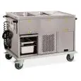 CARRELLO CALDO BAGNOMARIA ARMADIATO - MOD. 737A0F1/2 - STRUTTURA IN LAMIERA DI ACCIAIO INOX AISI 304 - ADATTO A CONTENERE BACINELLE GN FINO A H 20 CM. (ESCLUSE) - COIBENTAZIONE IN POLIURETANO ESPANSO - VANI INFERIORI SEPARATI (REFRIGERATI/NEUTRI/CALDI) A 