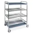 SCOLAPIATTI E BICCHIERI - MOD. 50/1/2/3 - STRUTTURA IN TUBO DI ACCIAIO INOX - GRIGLIE PORTAPIATTI IN LAMIERA DI ACCIAIO INOX - VASCA SCOLABICCHIERI/RACCOGLIGOCCE IN ABS TERMOFORMATO - RUOTE PIROETTANTI - NORMA CE