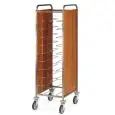 PORTAVASSOI - MOD. UNIV2LATI - STRUTTURA IN TUBO QUADRO DI ACCIAIO INOX cm. 2X2 - GUIDE IN FILO D'ACCIAIO CROMATO - DIMENSIONE MAX VASSOI cm 53x39 - PANNELLI LATERALI IN NOBILITATO - RUOTE PIROETTANTI ø cm. 12,5 - NORMA CE