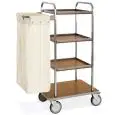 CARRELLO PORTABIANCHERIA CON PIANI IN NOBILITATO - MOD. PORTABIANCHERIA 3 - STRUTTURA IN TUBO QUADRO DI ACCIAIO INOX - PIANI IN NOBILITATO  - N.1 REGGISACCO PIEGHEVOLE - RUOTE PIROETTANTI  ø cm 15 - NORMA CE