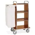 CARRELLO PORTABIANCHERIA CON PIANI IN NOBILITATO - MOD. PORTABIANCHERIA 4 - STRUTTURA IN TUBO QUADRO DI ACCIAIO INOX - PIANI IN NOBILITATO - PANNELLI LATERALI - N.1 REGGISACCO PIEGHEVOLE - RUOTE PIROETTANTI  ø cm 15 - NORMA CE
