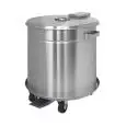 PATTUMIERA IN ACCIAIO INOX AISI 304 - MOD. 2455 - FINITURA SATINATA - FONDO A TENUTA STAGNA - COPERCHIO CON APERTURA A PEDALE - BASE CARRELLATA RIMOVIBILE CON RUOTE - CAPACITA' lt 50 - DIM. cm Ø 40  H 50 - PESO KG 10