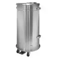 PATTUMIERA IN ACCIAIO INOX AISI 304 - MOD. 2457 - FINITURA SATINATA - FONDO A TENUTA STAGNA - COPERCHIO CON APERTURA A PEDALE - BASE CARRELLATA RIMOVIBILE CON RUOTE - CAPACITA' lt 90 - DIM. cm  Ø 40  H 90 - PESO KG 15,3