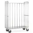 CARRELLO ROLL CONTAINER - MOD. 1832 - TRE SPONDE FISSE - STRUTTURA IN ACCIAIO INOX SALDATA - RUOTE PIROETTANTI ø cm 16 - DIM. cm L 145 X P 65 X H 198