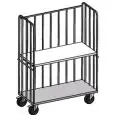 CARRELLO ROLL CONTAINER - MOD. 1833 - TRE SPONDE FISSE - UN RIPIANO INTERMEDIO - STRUTTURA IN ACCIAIO INOX SALDATA - RUOTE PIROETTANTI ø cm 16 - DIM. cm L 145 X P 65 X H 198
