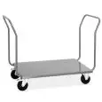 PORTACASSE IN ACCIAIO INOX - MOD. 1896M2 - BASE IN LAMIERA DI ACCIAIO INOX AISI 304 - 2 MANICI IN TUBO INOX - RUOTE ø cm 14 - DI CUI DUE FISSE E DUE PIROETTANTI - DIMENSIONE PIANO cm 60 x 80 - DIM. cm L 60 X P 100 X H 97
