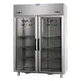 ARMADIO FRIGORIFERO IN ACCIAIO INOX AISI 304 - VENTILATO - COMBINATO REFRIGERATO BT+BT - Mod. AF I4 MID NNPV - CAPACITA' Lt 1380 - 2 PORTE IN VETRO - 2 LUCI NEON INTERNE - TEMPERATURA BT -18°/-22°C - Dim. cm L 142 x P 80 x H 203/210 - Norma CE