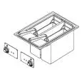 FRIGGITRICE ELETTRICA DA INCASSO - MOD. F2/8D-64ET - N. 2 vasche LT. 8 + 8 - Produzione patate: 12 Kg/h - Alimentazione trifase 400V/3N 230V/3 - Potenza kW 12 - Dimensioni: cm. L 40 x P 60 x H 46 - Norma CE