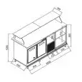 BANCO PIZZA E BAR MILLEUSI REFRIGERATO - SEMILAVORATO DA PANNELLARE - MOD. BBR2001231VB - ALIMENTAZIONE V 230/50Hz MONOFASE - STATICO - CON MOTORE INCORPORATO - POTENZA ASSORBITA W 250 - DIM. Cm L 200 x P 65 x h 120 - NORMA CE