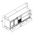 BANCO PIZZA E BAR MILLEUSI REFRIGERATO - SEMILAVORATO DA PANNELLARE - MOD. BBR2501231VB - ALIMENTAZIONE V 230/50Hz MONOFASE - STATICO - CON MOTORE INCORPORATO - POTENZA ASSORBITA W 250 - DIM. Cm L 250 x P 65 x h 120 - NORMA CE