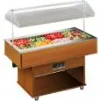 ISOLA BUFFET REFRIGERATA PER GASTRONOMIA - MOD. DELIZIE - SOLLEVAMENTO CAPPA MANUALE - TEMPERATURA °C +4/+10 - SBRINAMENTO AUTOMATICO - REFRIGERAZIONE STATICA - DIMENSIONI Cm L 142,3 x P 75 x h 153,8