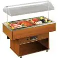 ISOLA BUFFET REFRIGERATA PER PESCE - MOD. APOLLO - SOLLEVAMENTO CAPPA MANUALE - TEMPERATURA °C -1/0 - SBRINAMENTO AUTOMATICO - REFRIGERAZIONE STATICA - DIMENSIONI cm L 142,3 x P 75 x h 153,8