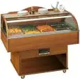 ESPOSITORE BUFFET A PARETE REFRIGERATO PER GASTRONOMIA - MOD. OLIMPUS - TEMPERATURA °C +4/+10 - SBRINAMENTO AUTOMATICO - REFRIGERAZIONE STATICA - DIMENSIONI cm L 142,3 x P 75 x h 126,8